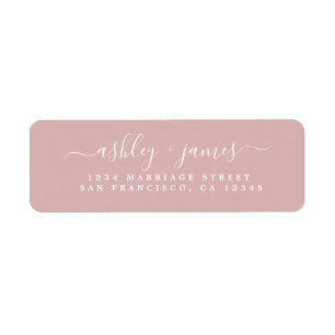Elegant Script Silver Pink Wedding Return Address