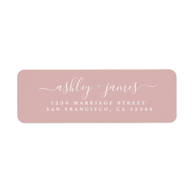 Elegant Script Silver Pink Wedding Return Address (Front)