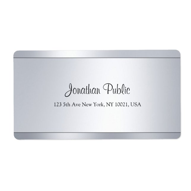 Elegant Script Silver Template Shipping Address (Front)