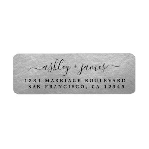 Elegant Script Silver Wedding Return Address