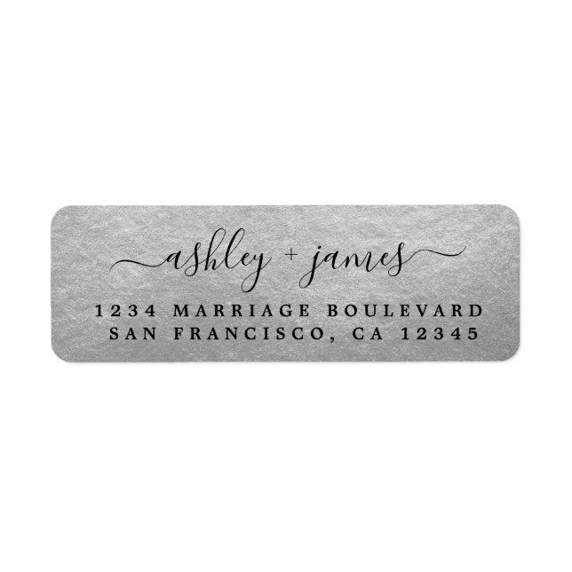 Elegant Script Silver Wedding Return Address (Front)