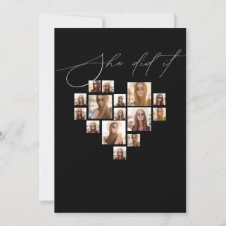 Elegant script simple 15 photo Collage graduation Invitation