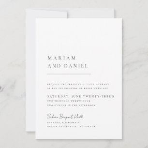 Elegant Script Simple Black and White Wedding Invitation