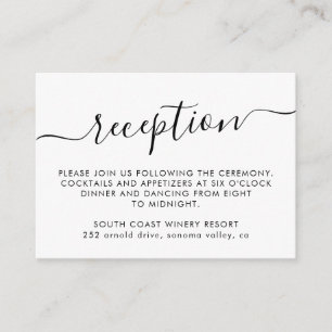 Elegant Script Simple Minimalist Wedding Reception Enclosure Card