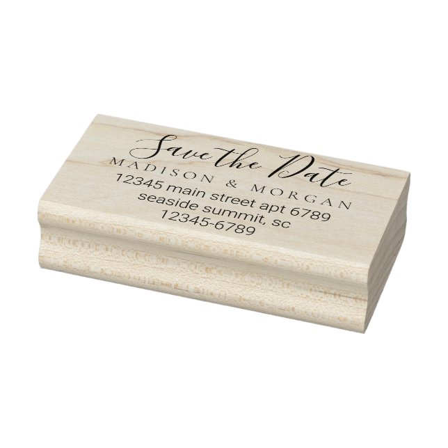 Elegant Script Simple Modern Chic Save The Date Rubber Stamp (Stamp)