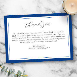 Elegant Script Simple Modern Custom Funeral Thank You Card