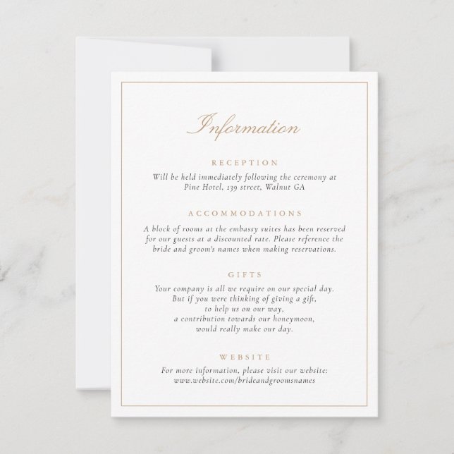Elegant Script Simple Modern Wedding Information Invitation (Front)