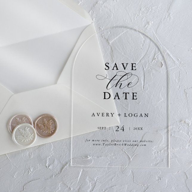Elegant Script Simple Modern Wedding Save the Date Acrylic Invitations (Elegant Script Simple Modern Wedding Save the Date Acrylic Invitations)