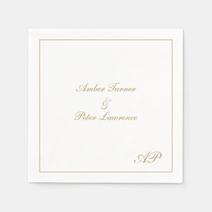 Elegant Script Simple Monogram Formal Gold Wedding Napkin