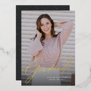 Elegant script simple one photo graduation invitat