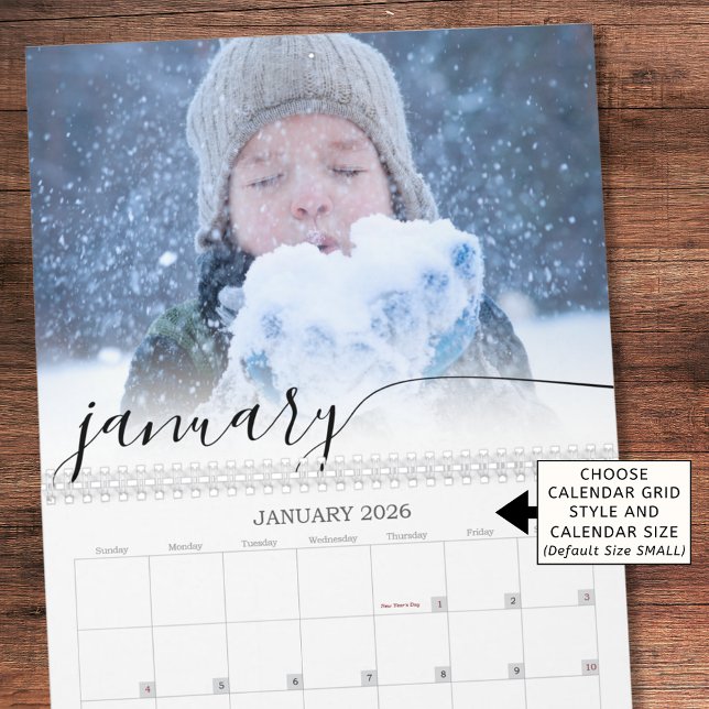 Elegant Script Simple One Photo Per Month Calendar (Creator Uploaded)