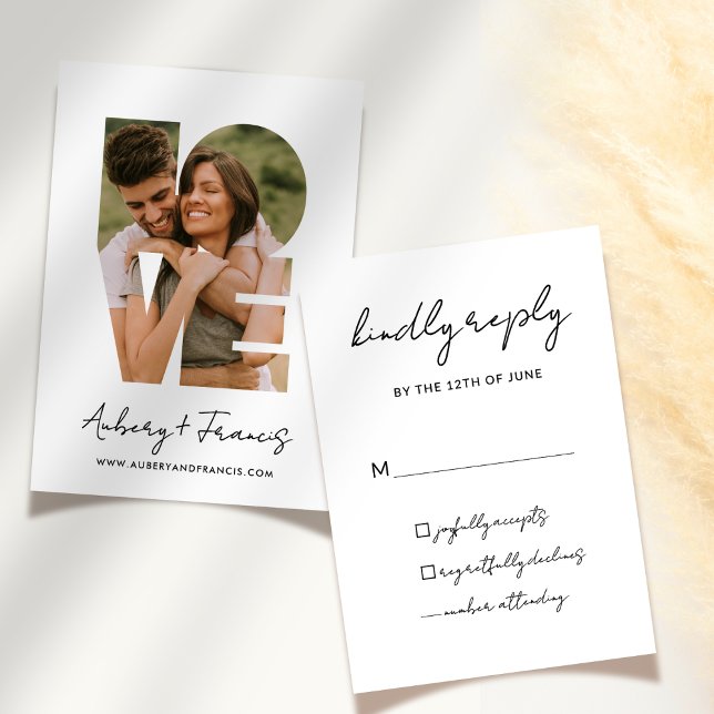 Elegant Script Simple Photo Wedding Kindly Reply RSVP Card (Creator Uploaded)