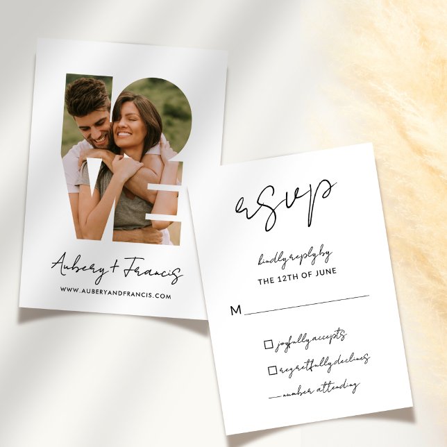 Elegant Script Simple Photo Wedding Kindly Reply RSVP Card (Creator Uploaded)