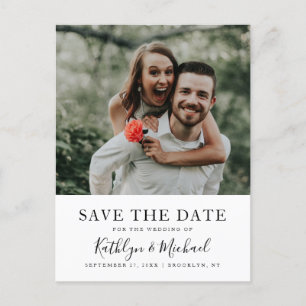 Elegant Script Simple Photo Wedding Save The Date Postcard