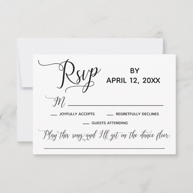 Elegant Script Simple Song Request Wedding RSVP (Front)