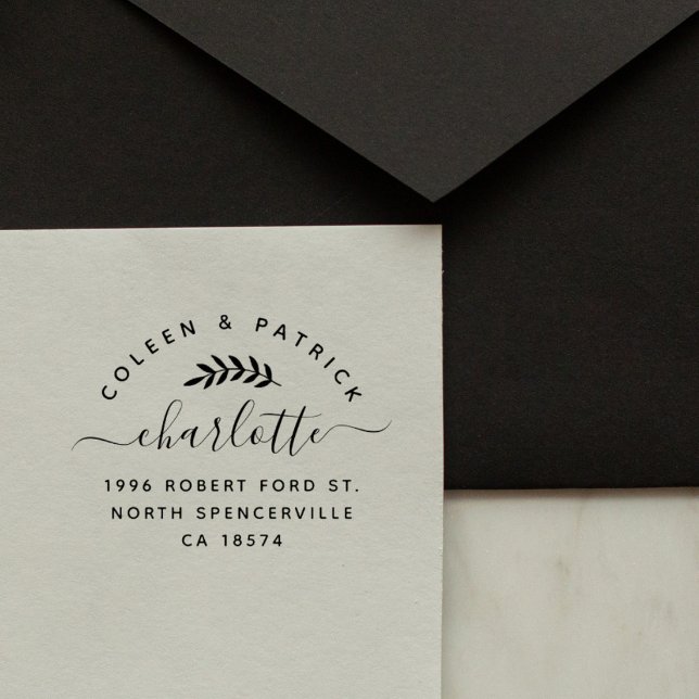 Elegant Script Simple Two Names Return Address Rubber Stamp (Creator Uploaded)