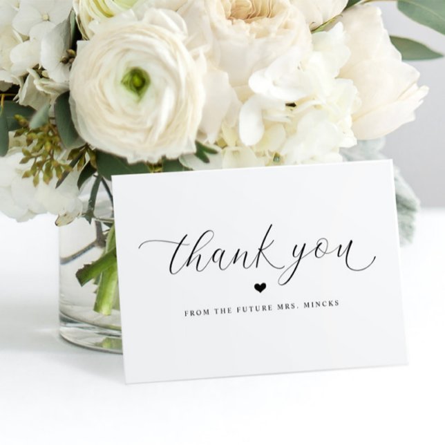Elegant Script Simple Wedding Bridal Shower Flat Thank You Card (Creator Uploaded)