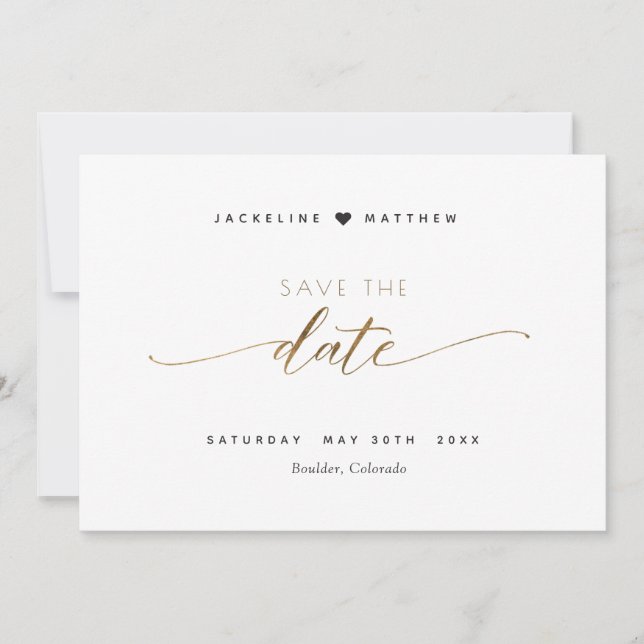 Elegant Script Simple Wedding Save the Date Card (Front)