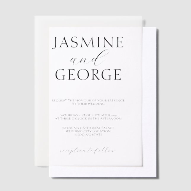 Elegant Script Simple Wedding Vellum Invitations (Offset)