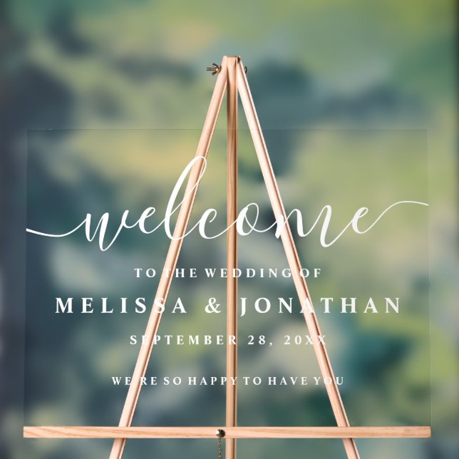 Elegant Script Simplistic Wedding  Acrylic Sign (Neutral)