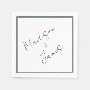 Elegant Script Slate Blue Minimalist Cocktail Napkin