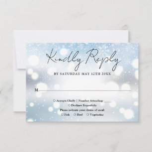 Elegant Script Snowflakes Winter Wedding RSVP Card
