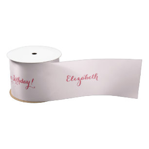 Elegant Script Solid Pink Girly Gift Wrap Wrapping Satin Ribbon