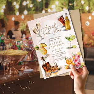 Elegant Script Stock the Bar Couples Shower Invitation