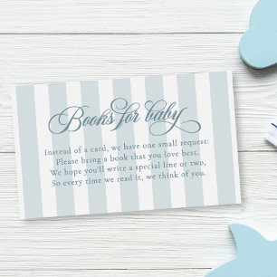 Elegant Script Stripes Baby Shower Books For Baby Enclosure Card
