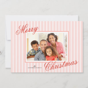 Elegant Script Stripes Horizontal Photo Holiday Card