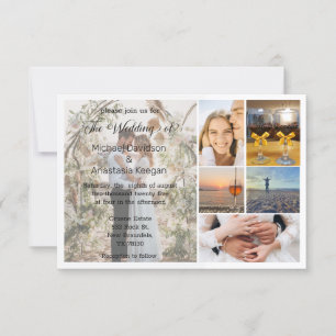 elegant script stylish 6 photos collage wedding invitation