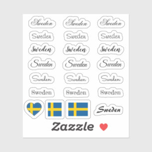 Elegant script Sweden & Swedish Flag /name Set