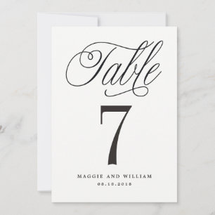 Elegant Script Table Number Card
