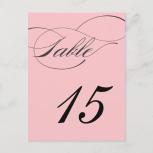 Elegant Script Table Number Postcard Blush