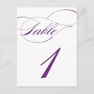 Elegant Script Table Number Postcard Purple 520C