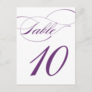 Elegant Script Table Number Postcard Purple 520C