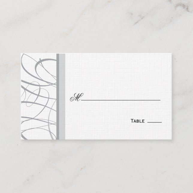 Elegant Script Table Seating/Place Card - Grey (Front)