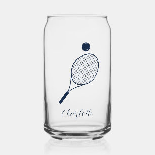 Elegant Script Tennis Player Monogram Personalised Can Glass
