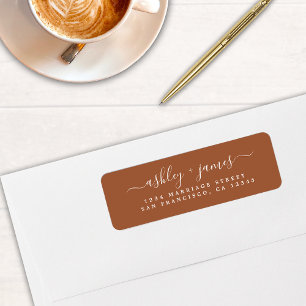 Elegant Script TerraCotta Wedding Return Address