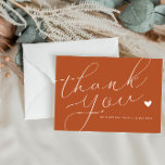 elegant script terracotta wedding thank you card<br><div class="desc">A modern wedding thank you card with a wonderful white script on terracotta colour.  Add a personal thank you message to your guests.</div>