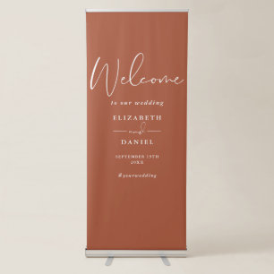 Elegant Script Terracotta Wedding Welcome Retractable Banner