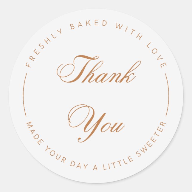 Elegant Script Thank You Bakery Sticker (Front)