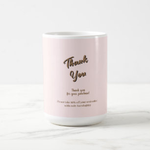 Elegant script thank you blush pink gift card coffee mug