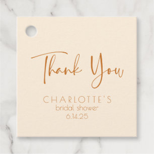 Elegant Script Thank You Bridal Shower Warm Pink Favour Tags