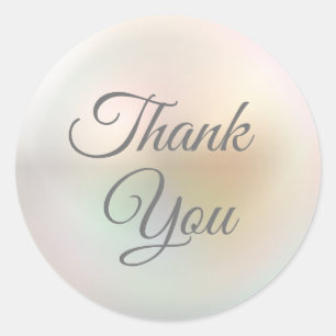 Elegant Script Thank You Chic Pearl Classic Round Sticker