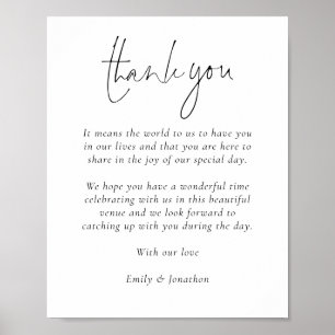 Elegant Script Thank You Message to Wedding Guests Poster