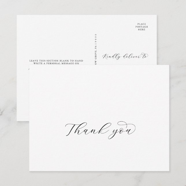 Elegant Script Thank You Postcard (Front/Back)
