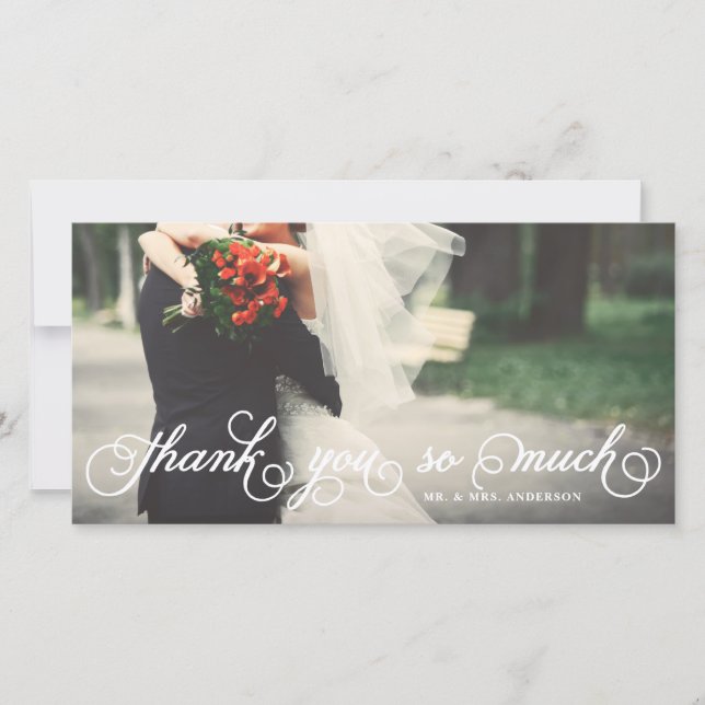 Elegant Script Thank You So Much Wedding Thank You (Front)