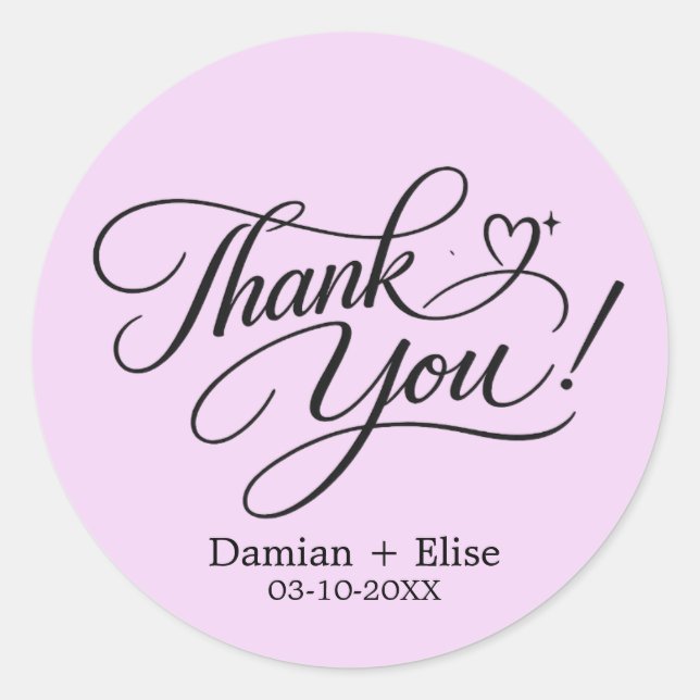 Elegant Script Thank You Sticker (Front)