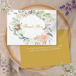 Elegant Script Thank You Watercolour Roses Floral